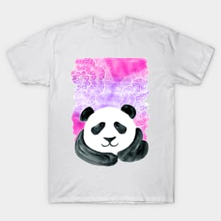 Lazy Panda on Pink & Purple T-Shirt